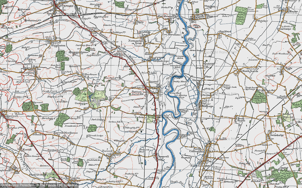 Old Map of Sutton on Trent, 1923 in 1923