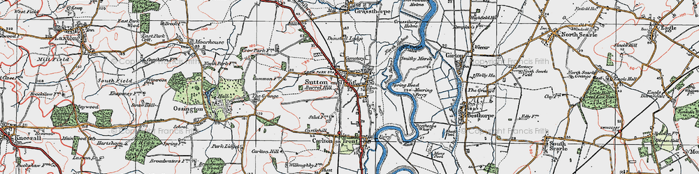 Old map of Sutton on Trent in 1923