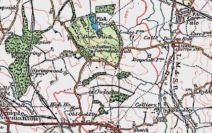 Old map of Sutton Scarsdale in 1923