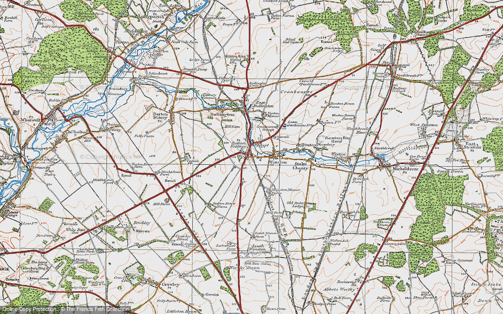 Old Map of Sutton Scotney, 1919 in 1919