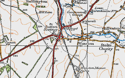 Old map of Sutton Scotney in 1919