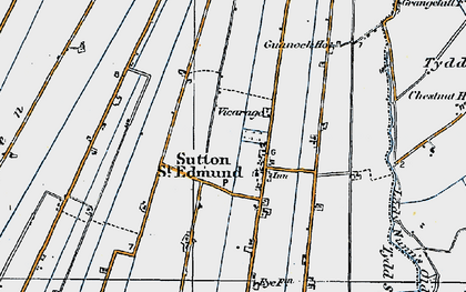 Old map of Tydd St Mary's Fen in 1922
