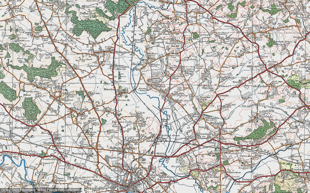 Old Map of Historic Map covering Sutton Walls in 1920