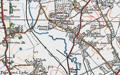 Old map of Sutton Walls in 1920