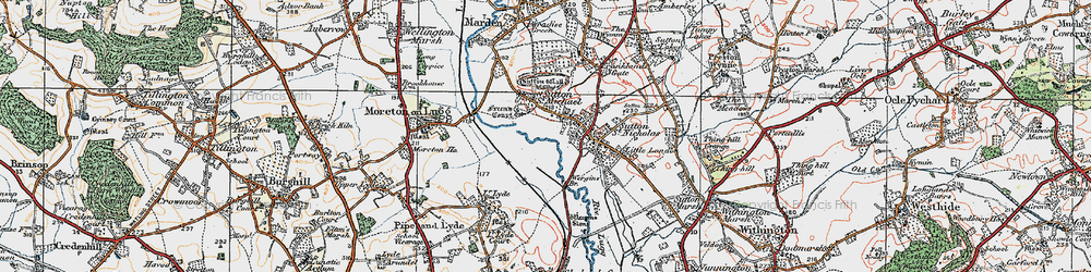 Old map of Sutton St Michael in 1920