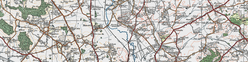 Old map of Sutton Walls in 1920