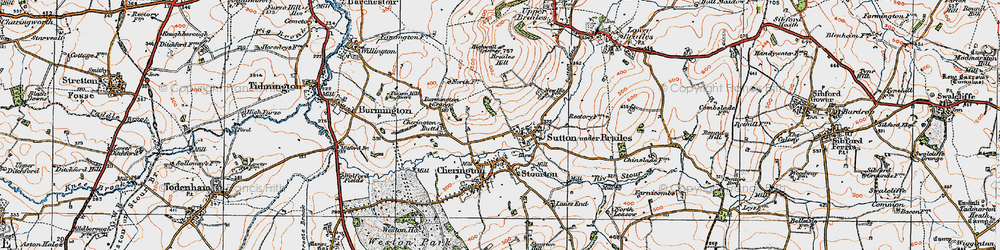Old map of Sutton-under-Brailes in 1919
