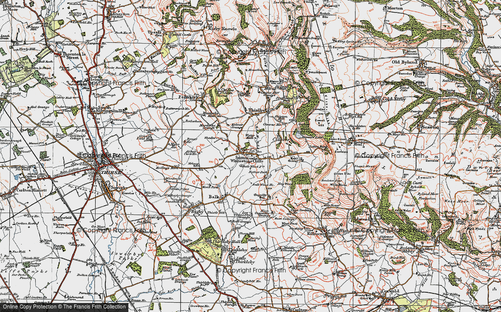 Old Map of Sutton-under-Whitestonecliffe, 1925 in 1925