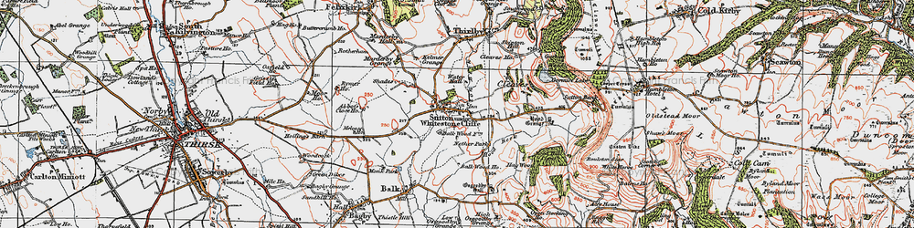 Old map of Sutton-under-Whitestonecliffe in 1925