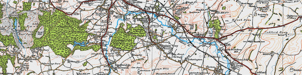 Old map of Sutton Veny in 1919