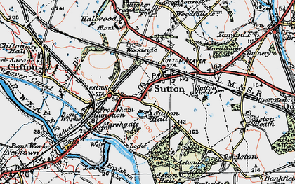 Old map of Sutton Weaver in 1923