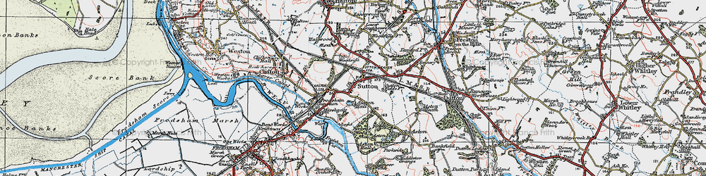 Old map of Sutton Weaver in 1923