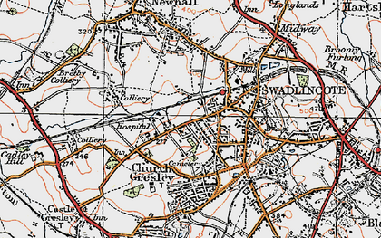 Old map of Swadlincote in 1921