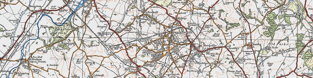 Old map of Swadlincote in 1921