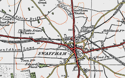 Old map of Swaffham in 1921