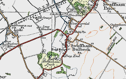 Old map of Swaffham Bulbeck in 1920