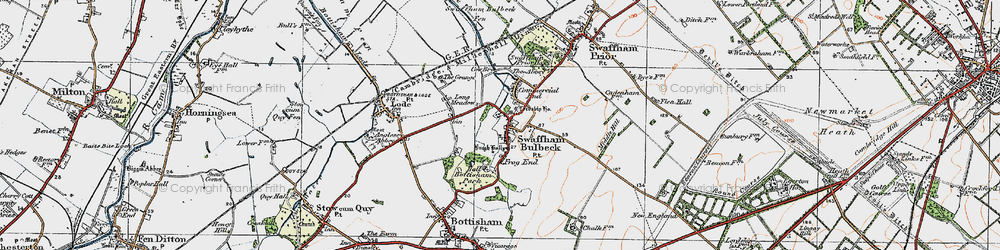 Old map of Swaffham Bulbeck in 1920