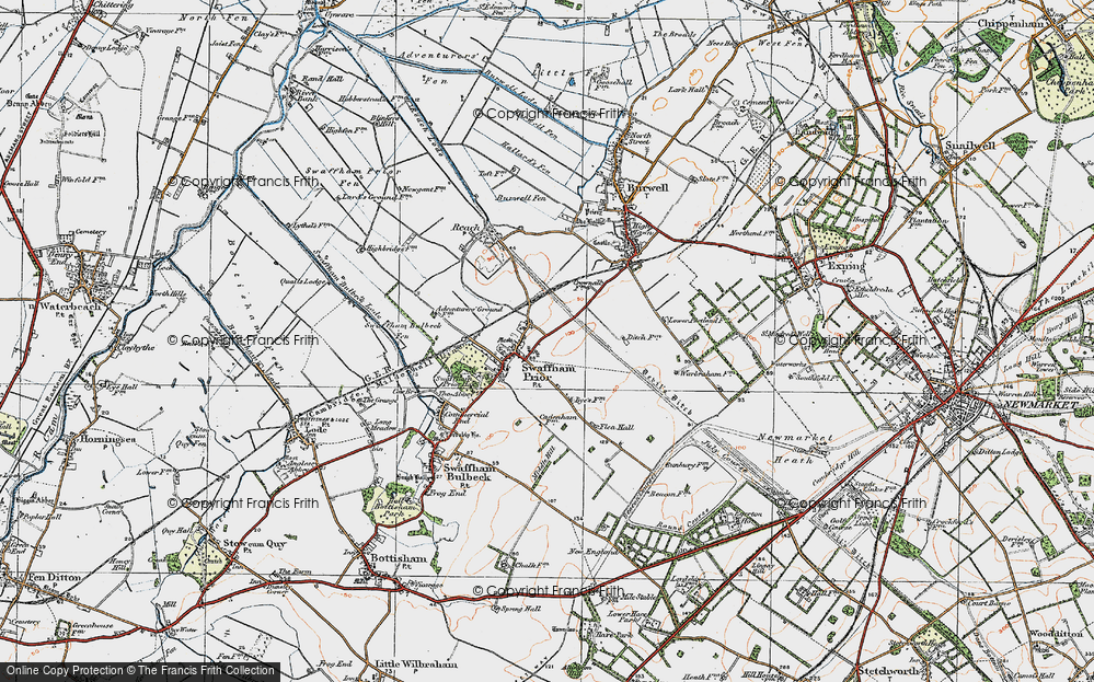 Old Map of Historic Map covering Beacon (Cesarewitch) Course in 1920