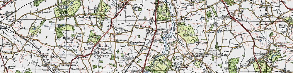 Old map of Swainsthorpe in 1922