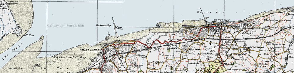 Old map of Swalecliffe in 1920