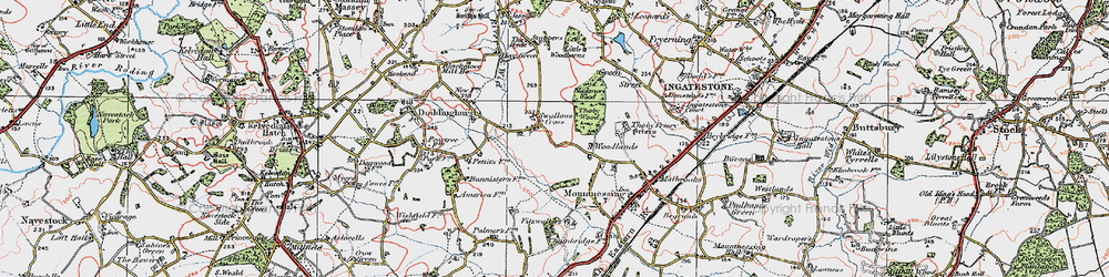Old map of Swallows Cross in 1920