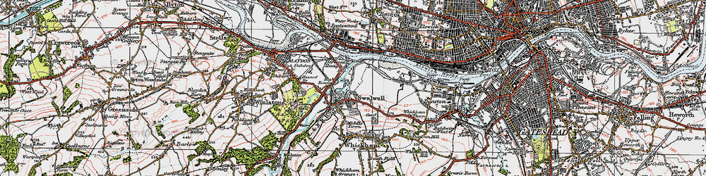 Old map of Swalwell in 1925
