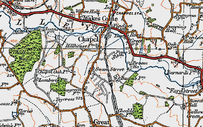 Old map of Chalkney Wood in 1921