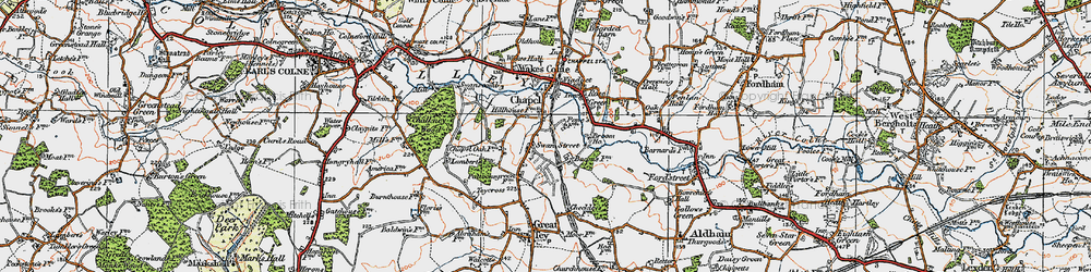 Old map of Chalkney Wood in 1921