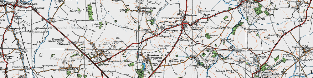 Old map of Swanborough in 1919