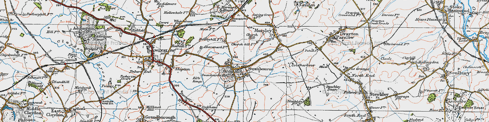 Old map of Swanbourne in 1919