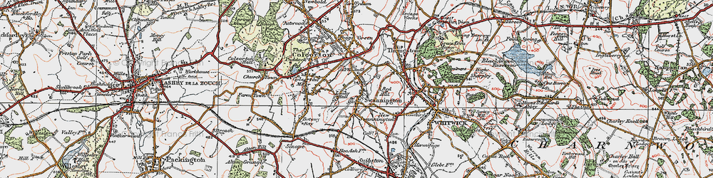 Old map of Swannington in 1921