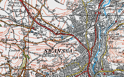 Old map of Swansea in 1923