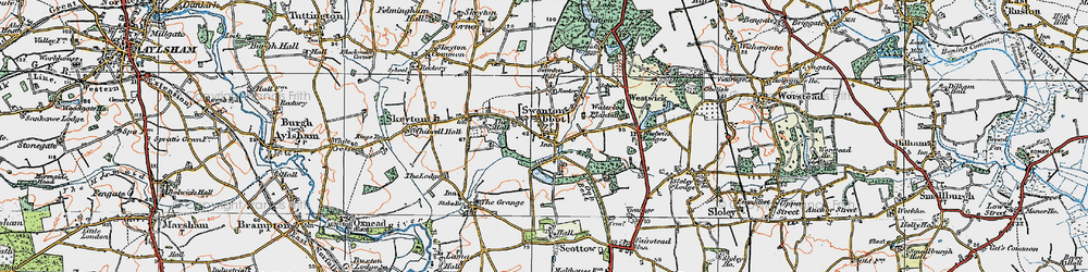 Old map of Swanton Abbott in 1922