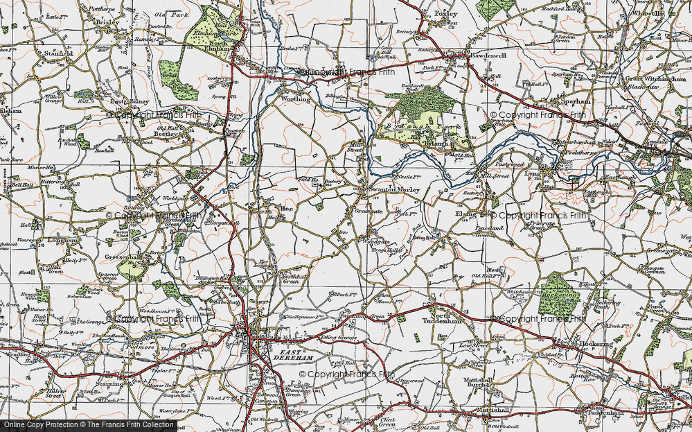 Old Map of Swanton Morley, 1921 in 1921