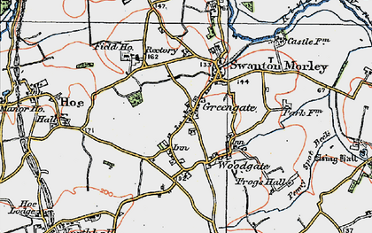 Old map of Swanton Morley in 1921