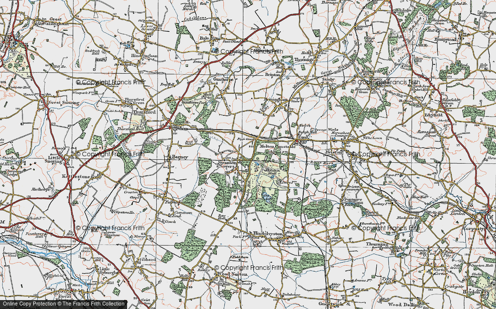 Old Map of Swanton Novers, 1921 in 1921