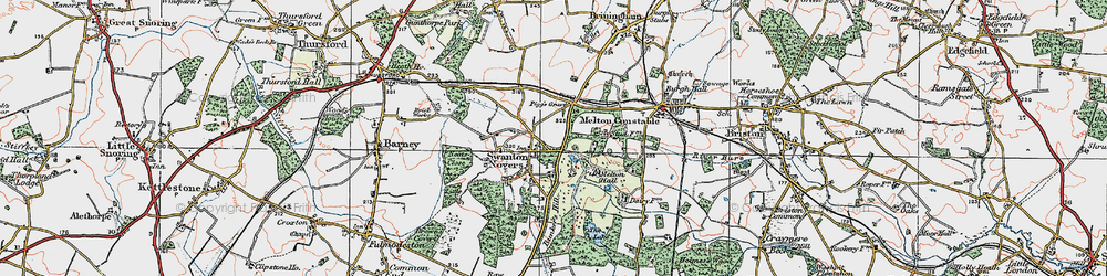 Old map of Swanton Novers in 1921