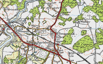 Old map of Swanwick in 1919