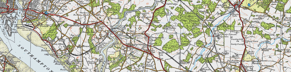 Old map of Swanwick in 1919