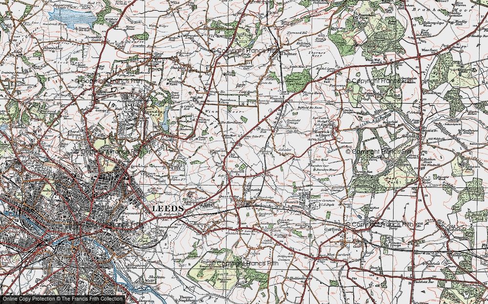 Old Map of Historic Map covering Whinmoor in 1925