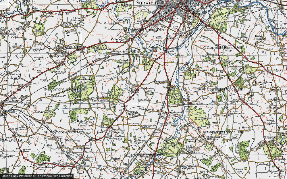 Old Map of Swardeston, 1922 in 1922