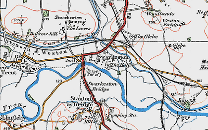 Old map of Swarkestone in 1921
