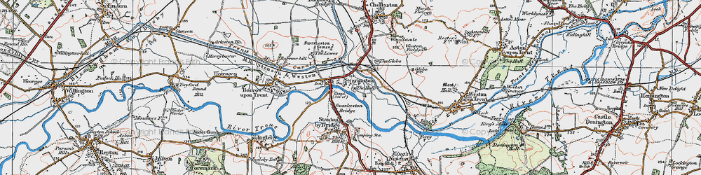 Old map of Swarkestone in 1921