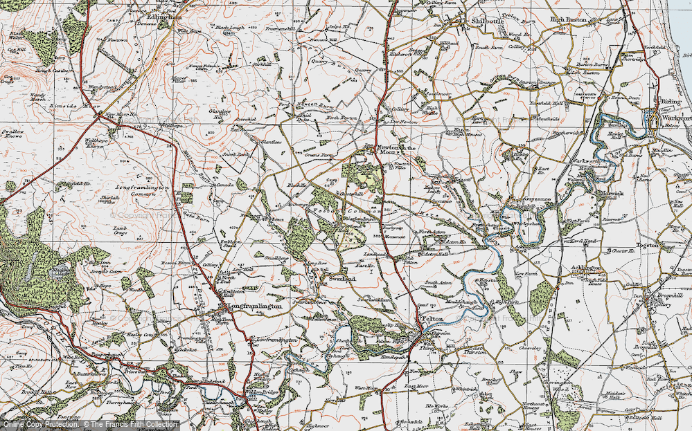 Old Map of Swarland, 1925 in 1925