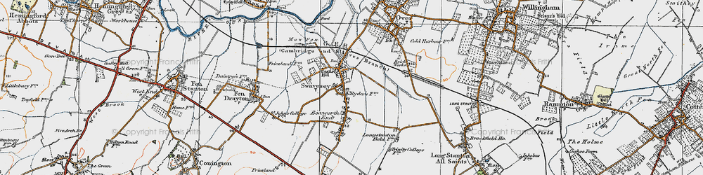 Old map of Swavesey in 1920