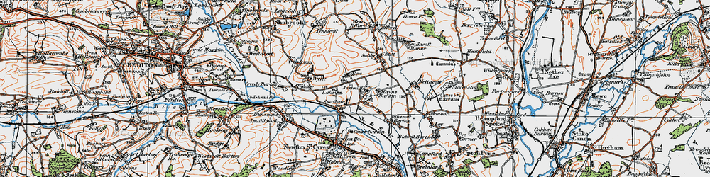 Old map of Sweetham in 1919