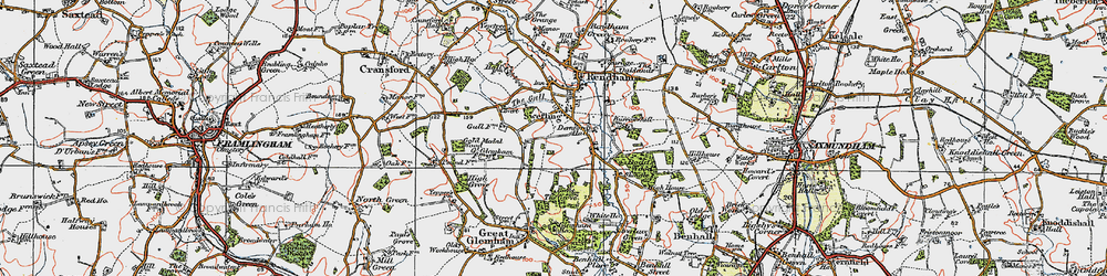 Old map of Sweffling in 1921