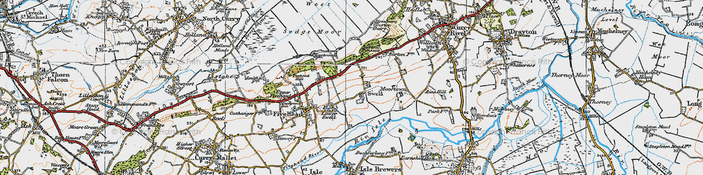 Old map of Swell in 1919