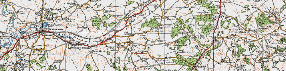 Old map of Swelling Hill in 1919
