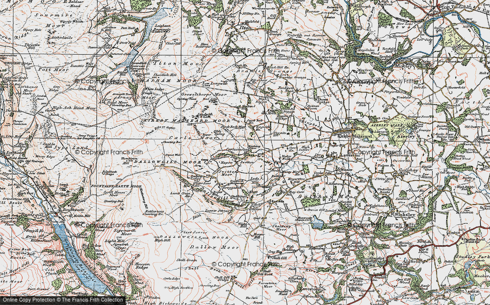 Old Map of Historic Map covering Wreaks Beck in 1925